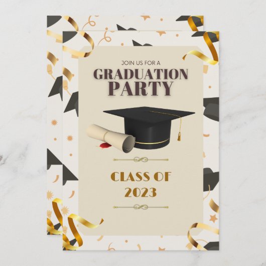 GRADUATION 2023: CELEBRATE YOUR HARD-EARNED SUCCES 招待状 (正面/裏面)