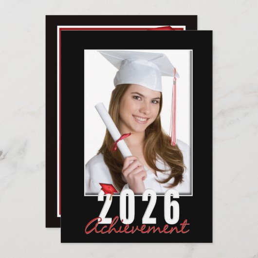 Graduation 2026 Achievement Photo Frame 招待状 (正面/裏面)