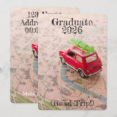 Graduation 2026 Announcement Road Trip Invitation 招待状 (正面/裏面)