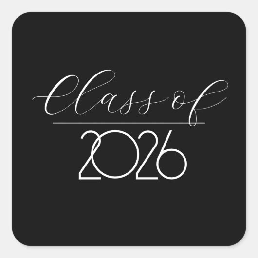 Graduation 2026 Black and White スクエアシール (正面)
