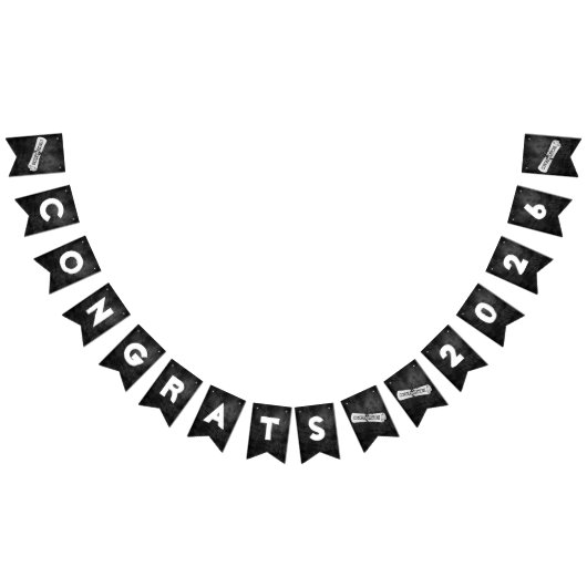 Graduation 2026 Black Leather and Diplomas バンティングフラッグ (全)