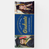 Graduation 2026 Congrats 2 Photo Blue And Gold 横断幕 (縦)