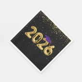 Graduation 2026 Gold Balloons and Purple Cap スタンダードランチョンナプキン (角)
