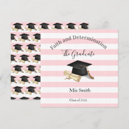 Graduation 2026 Invitation Pink Stripe 招待状