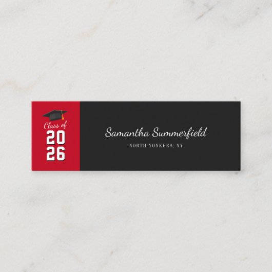 Graduation 2026 Modern Script Calling スキニー名刺 (正面)