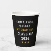 Graduation 2026 Name Custom Black Gold Paper Cups 紙コップ (正面)