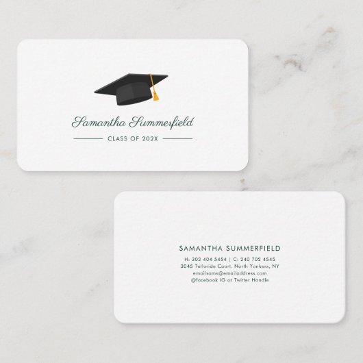 Graduation 2026 Name Script Grad Calling Card コーリングカード (正面/裏面)