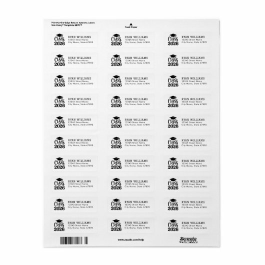 Graduation 2026 Return Address Labels ラベル (フルシート)