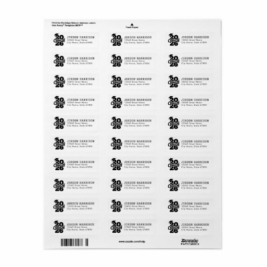 Graduation 2026 Return Address Labels ラベル (フルシート)