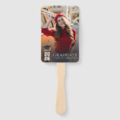 Graduation 2026 White Red Grad Photos Custom ハンドファン (正面)