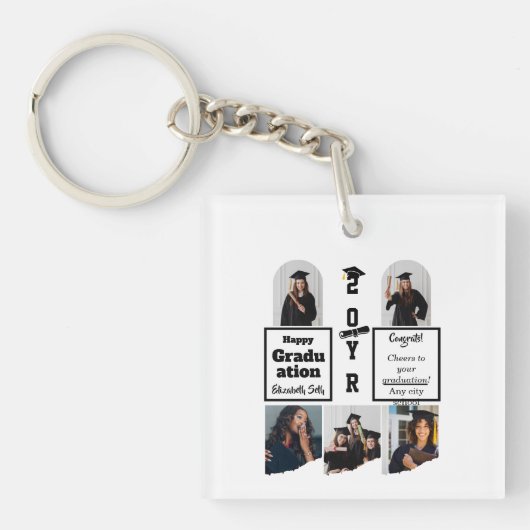 Graduation 5 Photo Celebration Graduate Template キーホルダー (正面)