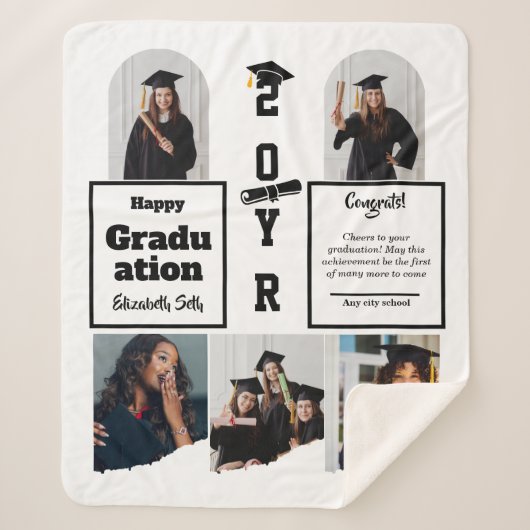 Graduation 5 Photo Celebration Graduate Template シェルパブランケット (正面)