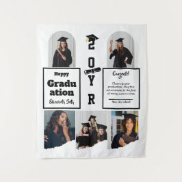 Graduation 5 Photo Celebration Graduate Template タペストリー