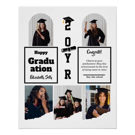 Graduation 5 Photo Celebration Graduate Template ポスター (正面)