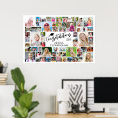 Graduation 64 Photo Collage Congratulations Name ポスター (ホームオフィス)