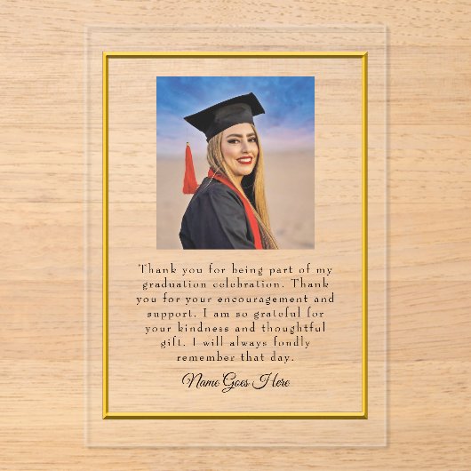 Graduation acrylic Thank You card with photo アクリル招待状 (正面)
