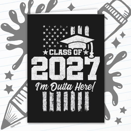 Graduation American Flag Senior Class of 2027 カード
