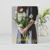 Graduation Announcement 2026 Beautiful Flower 招待状 (スタンド正面)