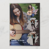 Graduation Announcement | Blue Floral Photo Design 招待状 (裏面)