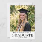 Graduation Announcement Card Photo Sophisticated 案内状 (正面)