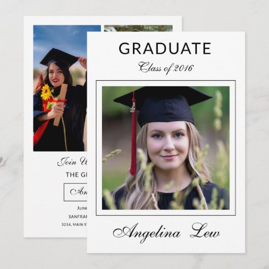 Graduation Announcement Card Template 案内状 (正面/裏面)