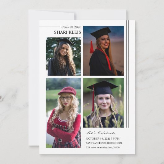 Graduation Announcement Card Template 案内状 (裏面)