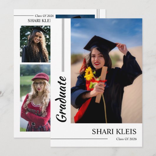 Graduation Announcement Card Template 案内状 (正面/裏面)