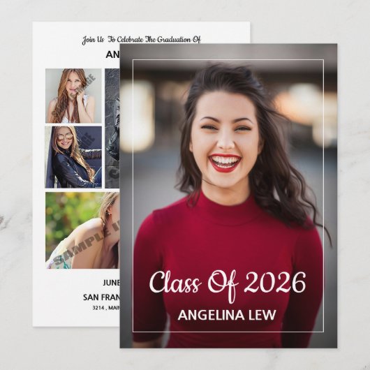 Graduation Announcement Card Template 案内状 (正面/裏面)