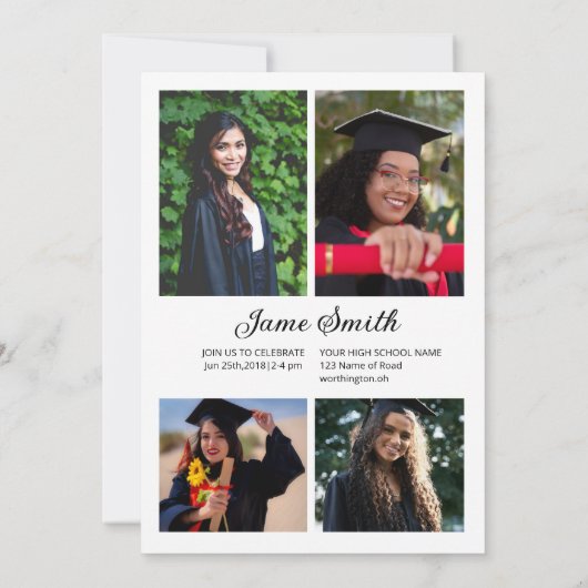 Graduation Announcement Card Template 案内状 (裏面)