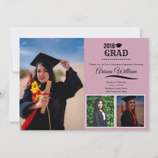 Graduation Announcement Card Template 案内状 (裏面)
