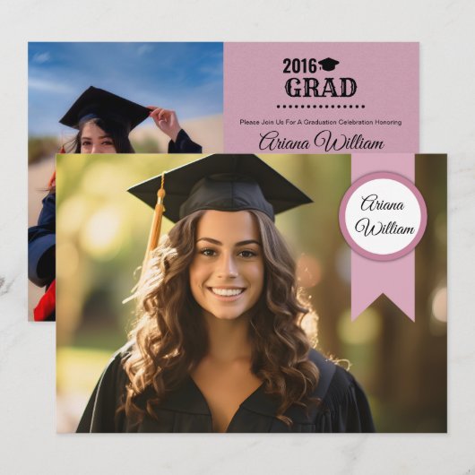 Graduation Announcement Card Template 案内状 (正面/裏面)