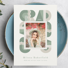 Graduation announcement class of 2026 sage green 案内状