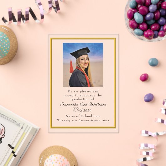 Graduation Announcement College acrylic card アクリル招待状 (インサイチュ (お祝い))