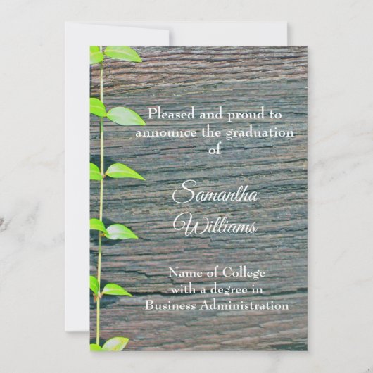 Graduation Announcement College, Rustic Card カード (正面)