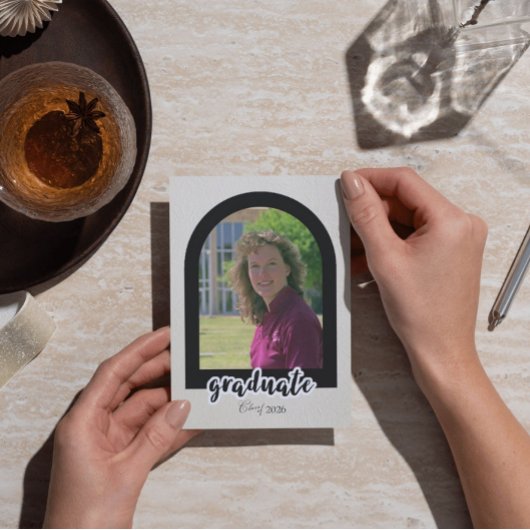 Graduation Announcement from University with Photo カード