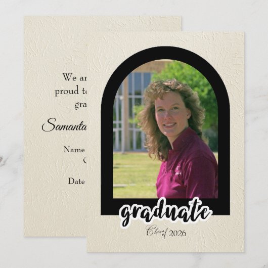Graduation Announcement fromHigh School with Photo カード (正面/裏面)