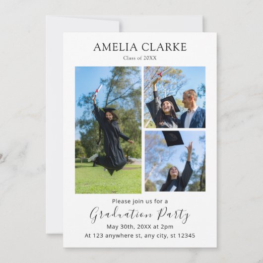 Graduation announcement, graduation invitation 招待状 (裏面)