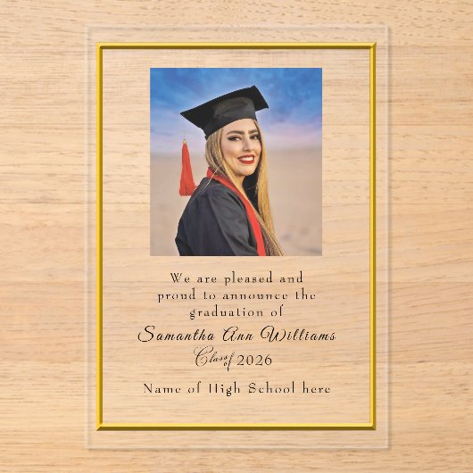 Graduation Announcement High School acrylic card アクリル招待状 (正面)