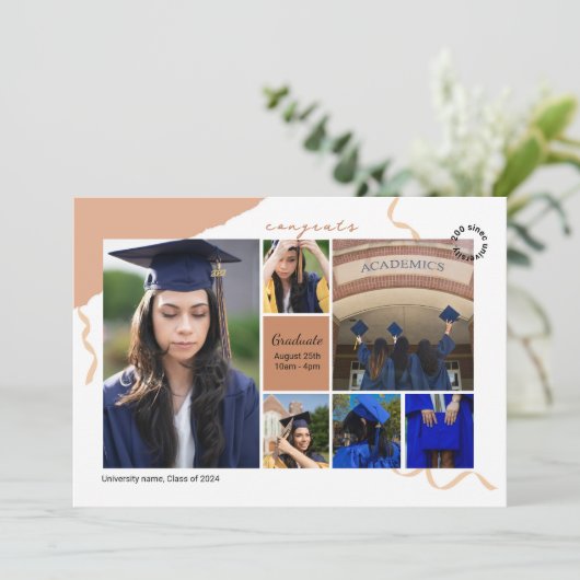 Graduation Announcement Photo Collage Template 案内状 (スタンド正面)