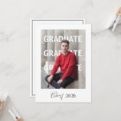 Graduation Announcement Photo Pop style カード (正面/裏面インサイチュ)