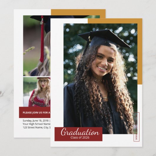 Graduation Announcement Template 案内状 (正面/裏面)