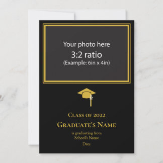 Graduation Announcement w/ Mortarboard(Gold Theme) 招待状