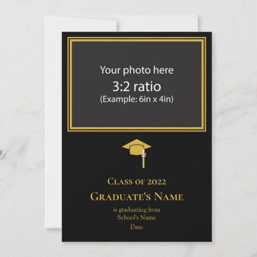 Graduation Announcement w/ Mortarboard(Gold Theme) 招待状 (正面)