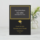 Graduation Announcement w/ Mortarboard(Gold Theme) 招待状 (スタンド正面)