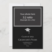Graduation Announcement w/ Mortarboard (Silver) 招待状 (正面)