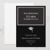 Graduation Announcement w/ Mortarboard (Silver) 招待状 (正面/裏面)