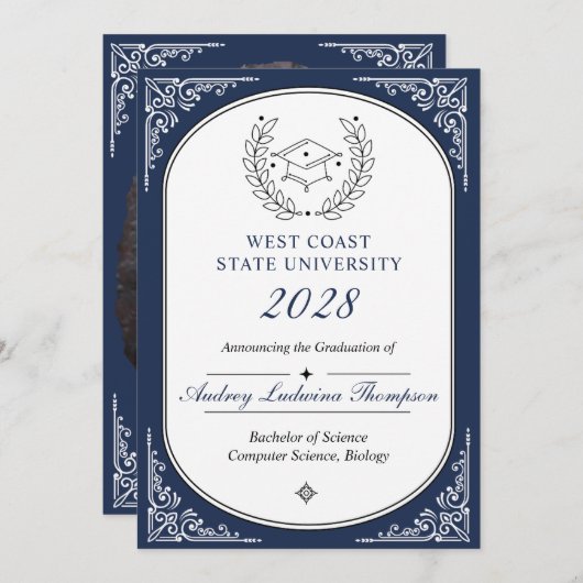 Graduation Announcements With Photo Insert 案内状 (正面/裏面)