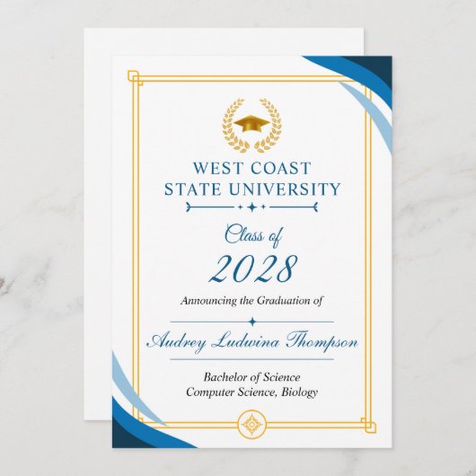 Graduation Announcements Without Photo 案内状 (正面/裏面)