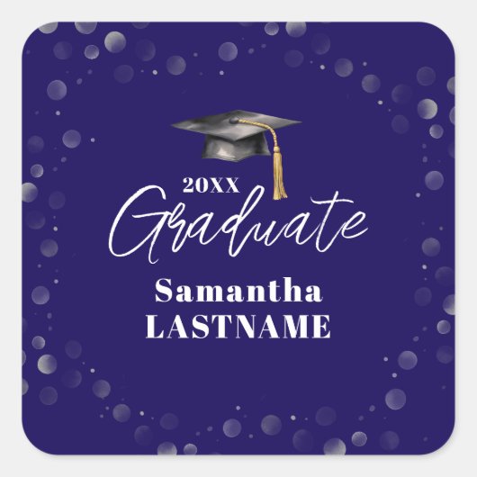 Graduation Any Year Announcement Seal Sticker スクエアシール (正面)