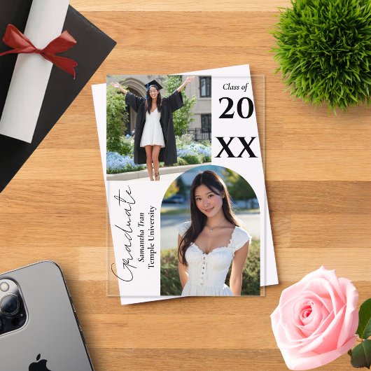 Graduation Arch Photo Collage Trendy Modern Party アクリル招待状